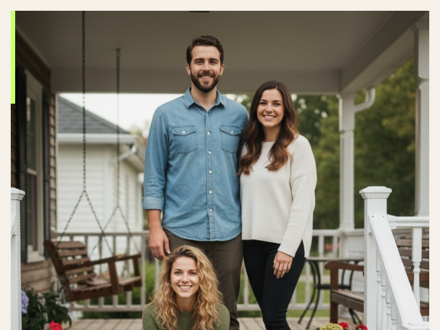 Family portrait made from separate individual photos