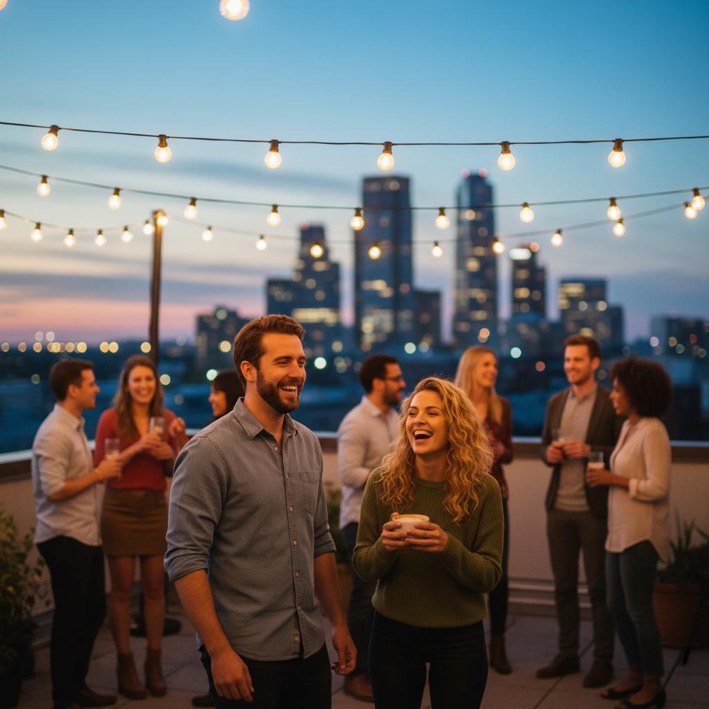 Sunset rooftop group portrait created with TogetherLens