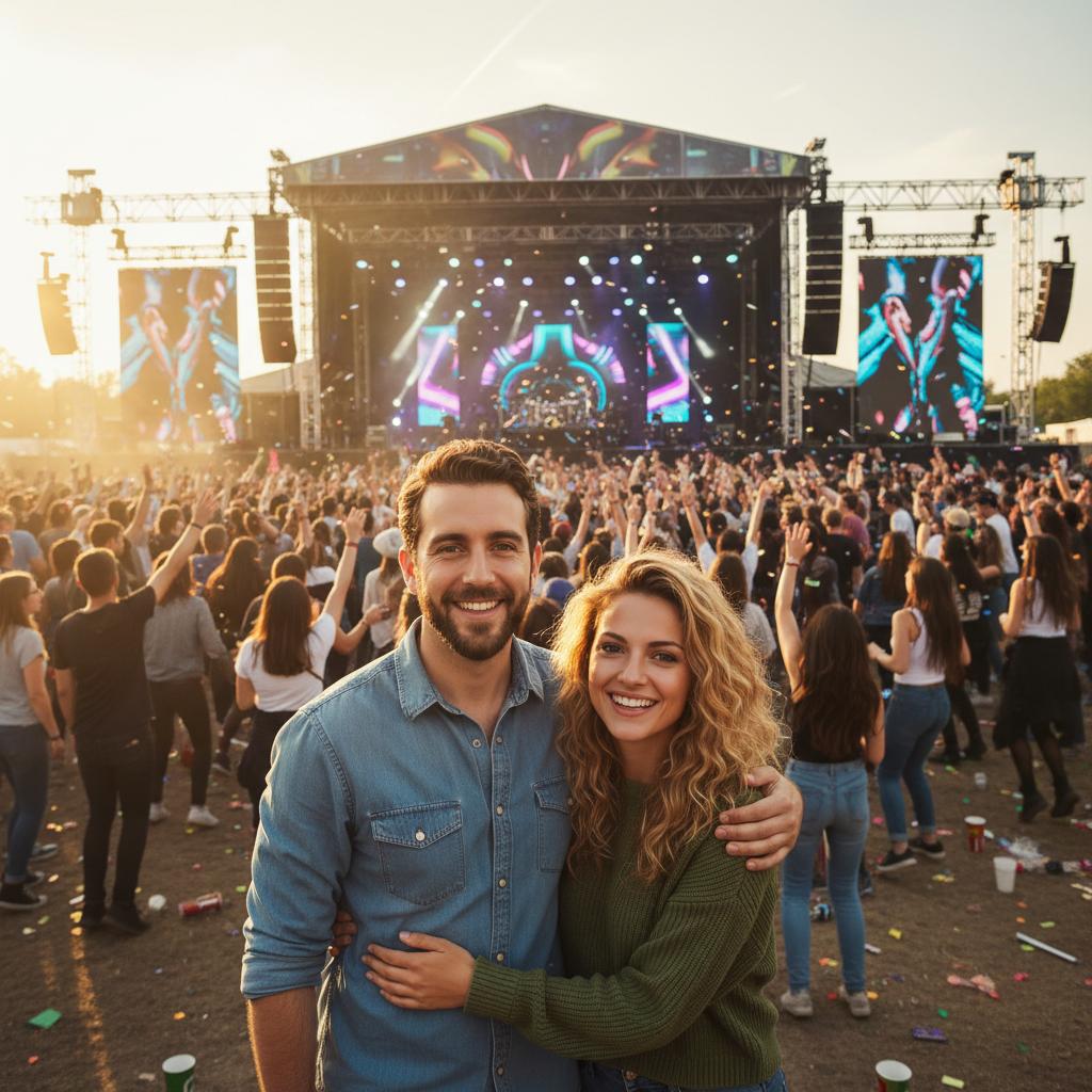 AI-generated TogetherLens group portrait in the Music Festival Crowd style